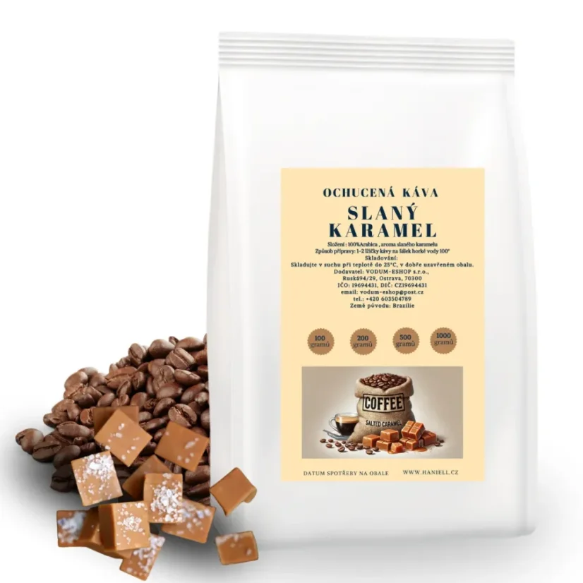 Káva Slaný Karamel – 100% brazílska arabika s jemnou sladko-slanou chuťou karamelu