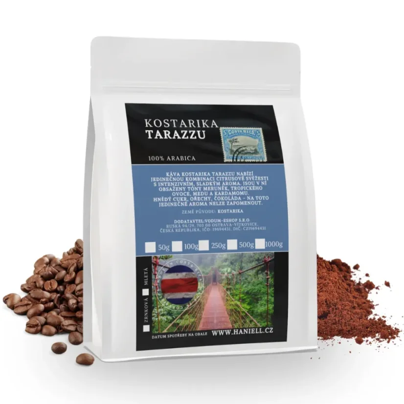 Káva Kostarika Tarrazú – svieža arabica s tónmi citrusov a karamelu - Hmotnost: 250 g