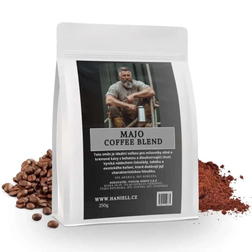 Káva Haniell MAJO Coffee Blend – silná, vyvážená zmes s korenistým arómom