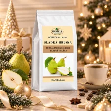 Káva Sladká hruška – zrnková ochucená 100% brazilská arabica s jemnou ovocnou sladkostí