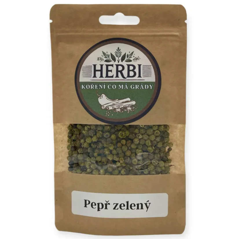 Pepř zelený celý – jemnější pepř na steaky, omáčky a ryby 🌿🥩🐟 - Hmotnost:: 20 g