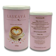 Dárková káva Laskavá v tubusu – jemná směs s láskou balená pro chvíle pohody