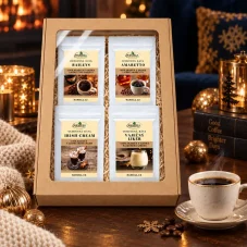 Darčeková sada ochutených káv 4×100 g – Irish Cream, Baileys, Amaretto, Vaječný likér