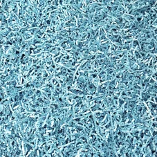 Dárková papírová krabička s okénkem a světle modrou výplní 200 × 200 × 50 mm