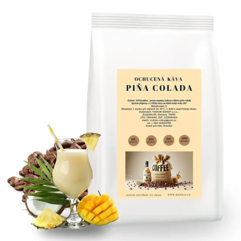 Káva Piňa Colada – 100% brazílska arabica s exotickou chuťou ananásu a kokosu Káva Piňa Colada – 100% brazílska arabica s exotickou chuťou ananásu a kokosu
