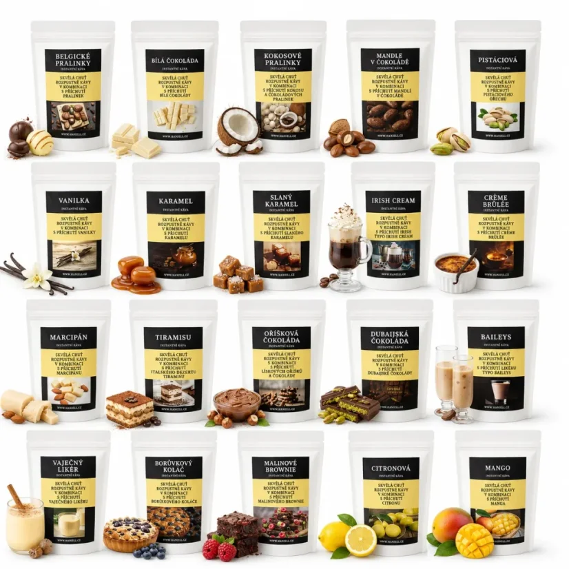 Degustační sada rozpustné kávy Trezor chutí – 20×25g