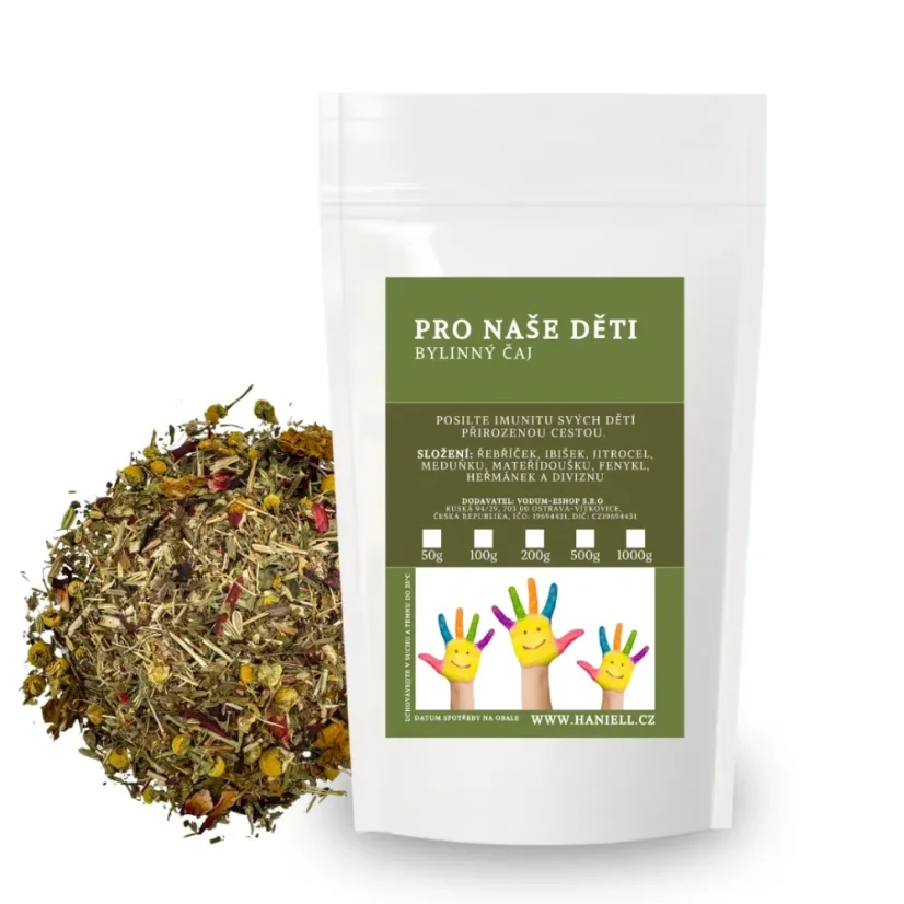 Čaj Haniell bylinný pro naše děti – jemná směs pro imunitu a zdraví