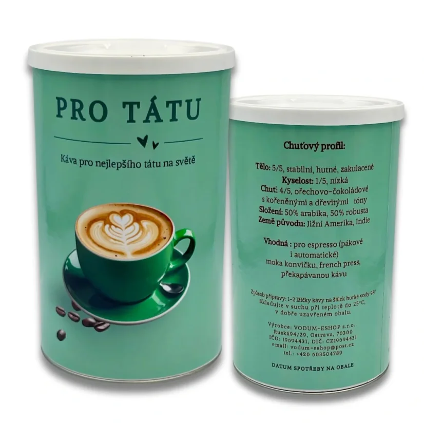 Dárkový tubus Káva pro tátu – výběrová zrnková káva Haniell, ideální vánoční dárek