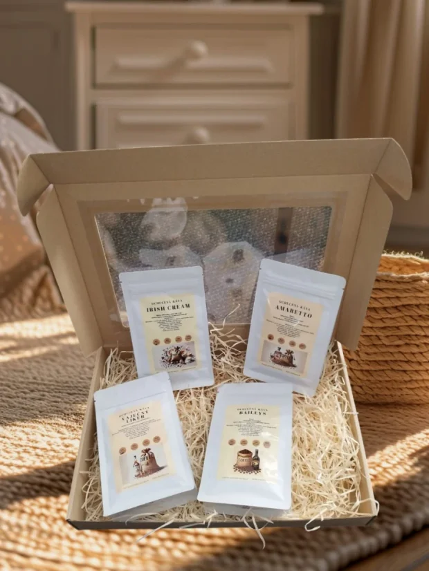 Ochucené kávy Haniell v dárkovém balíčku – vánoční tip na dárek, Irish Cream, Baileys, Amaretto, Vaječný likér