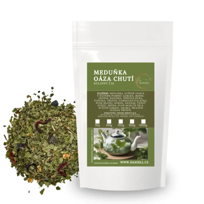 Bylinný čaj Meduňka Oáza chutí – meduňková harmonie s ovocným dotekem - Hmotnost: 200 g