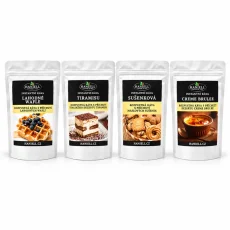 Degustační sada rozpustné kávy Sladký dezert – Vafle, Tiramisu, Sušenka, Crème Brûlée (4×60 g)