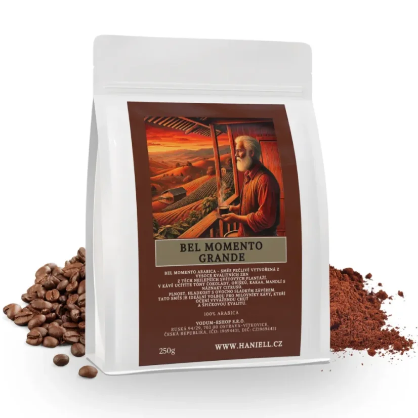 Káva Bel Momento Grande – bohatá symfonie čokolády, karamelu a citrusů