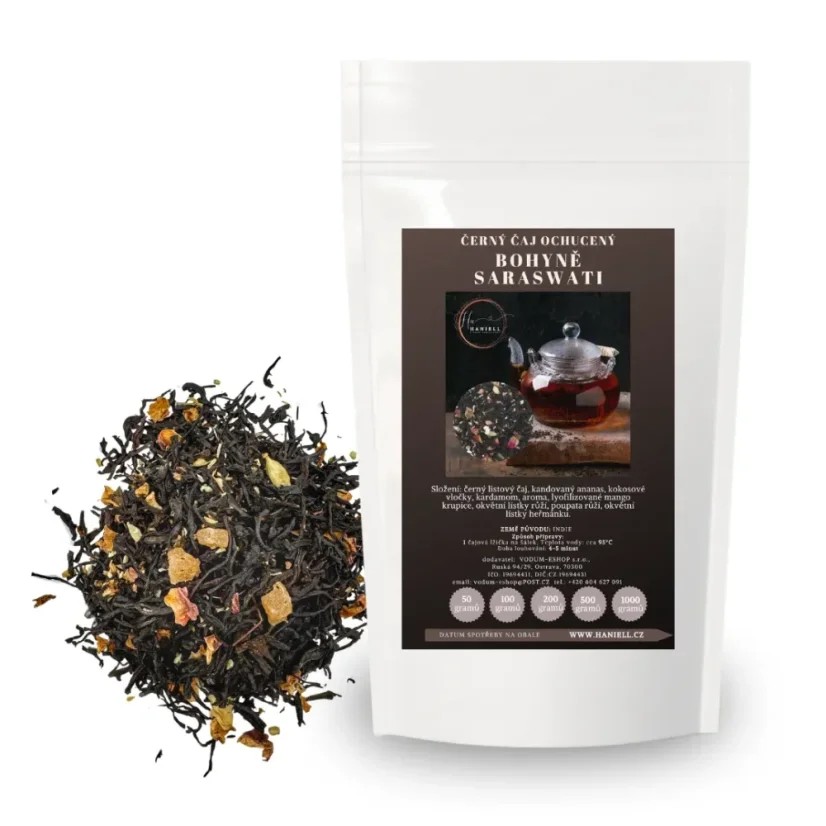 Černý čaj Bohyně Saraswati – inspirace a harmonie chutí - Hmotnost: 100 g