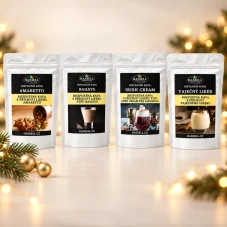 Degustační sada rozpustné kávy Likérová – Amaretto, Baileys, Irish Cream, Vaječný likér (4×60 g)
