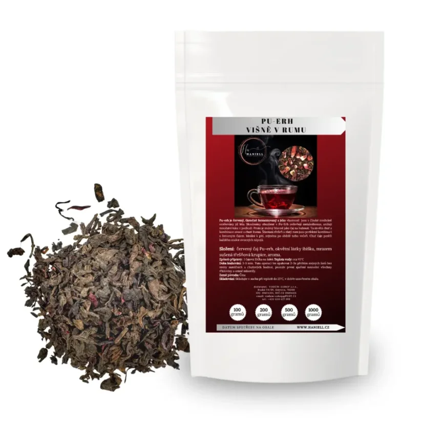 Čaj Pu-Erh Višne v rume – sametová hĺbka s ovocným pohladením