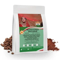 Káva India Monsooned Malabar AA arabica zrnková – chuť dažďových monzúnov