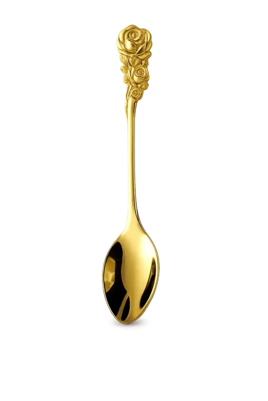 Zlatá lžička s růží – elegantní kávová a čajová lžička 1 ks