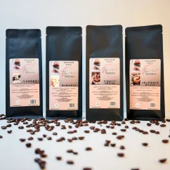 Degustační sada rozpustné kávy Ořechové pokušení – Arašídové máslo, Marcipán, Lískový oříšek, Vanilka (4×70 g)