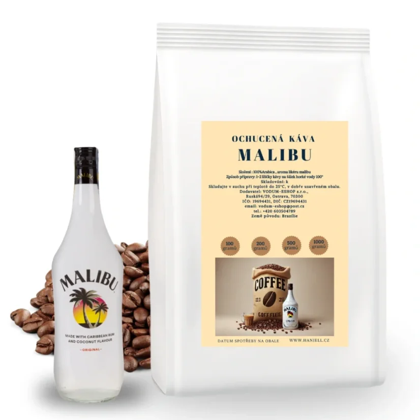 Káva Malibu – 100% brazílska arabica s exotickou chuťou kokosu a rumu