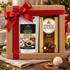 Dárková sada – Rozpustná káva Kokosové pralinky a čokoláda Ferrero Rocher