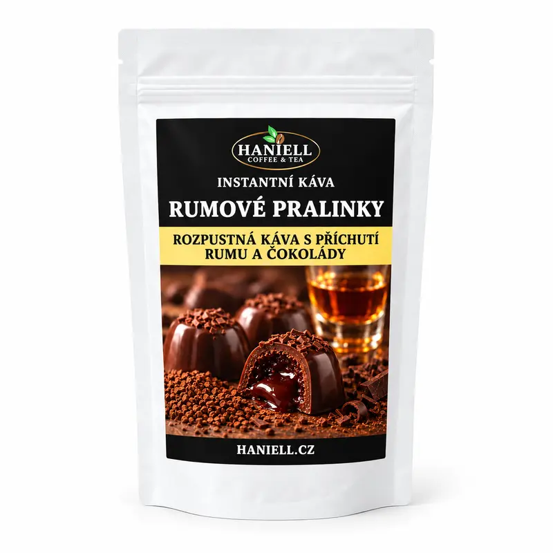 Rozpustná káva Rumové pralinky – bez alkoholu a bez přidaného cukru
