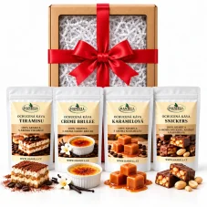 Darčeková sada kávy Sladký život – Tiramisu, Crème Brulee, Karamel, Snickers (4×100 g)