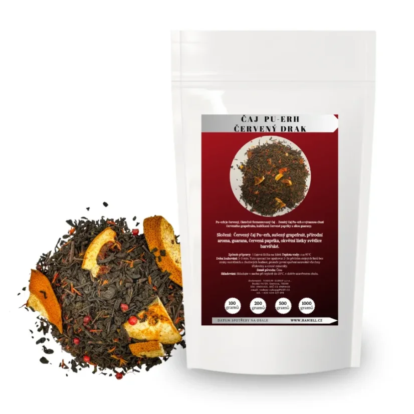 Čaj Pu-Erh Červený drak – energie guarany a grapefruitu