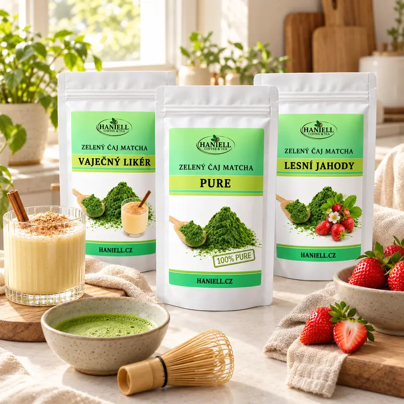 Sada Matcha Trio: sladká jahoda, krémový likér, čistá energie