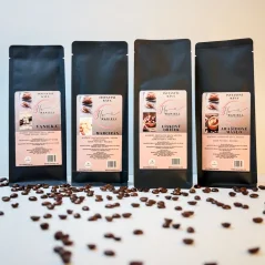 Degustační sada rozpustné kávy Ořechové pokušení – Arašídové máslo, Marcipán, Lískový oříšek, Vanilka (4×70 g)