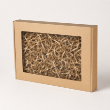 Dárková krabička s okénkem a Eco Kraft výplní 350 × 250 × 50 mm