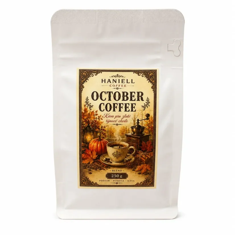 Dárková sada October Coffee – káva,koření  Pumpkin Spice a dýňový podtácek