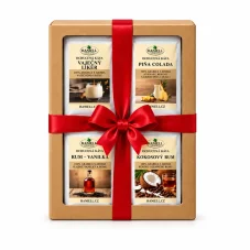 Darčeková sada kávy Likérová – Piňa Colada, Rum-Vanilka, Malibu, Vaječný likér (4×100 g)