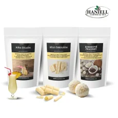 Sada rozpustných káv Biele pokušenie – Piňa Colada, kokosové pralinky a biela čokoláda (3×25 g)