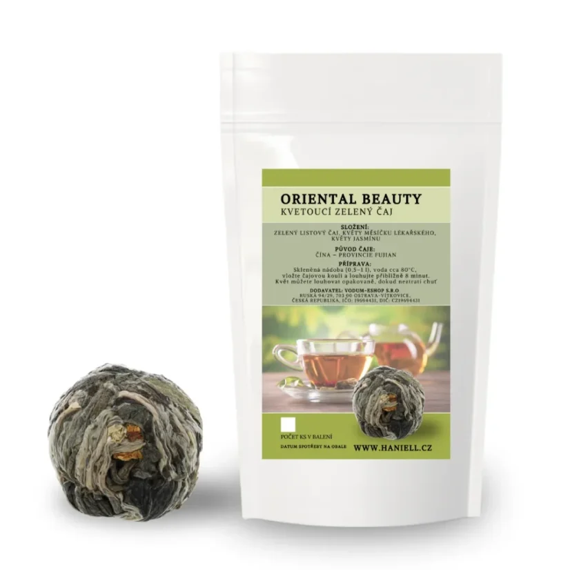 Kvitnúci zelený čaj Oriental Beauty – jazmín a nechtík v čajovom kvete