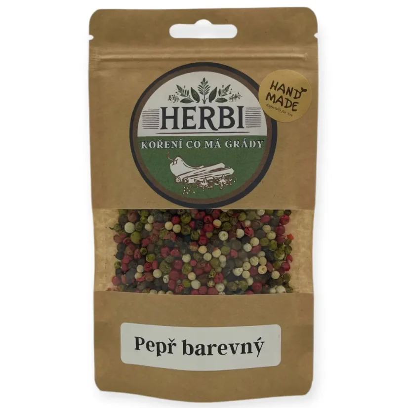 Pepř barevný – směs čtyř pepřů na steaky, omáčky a saláty 🌈🧂🥩 - Hmotnost:: 50 g