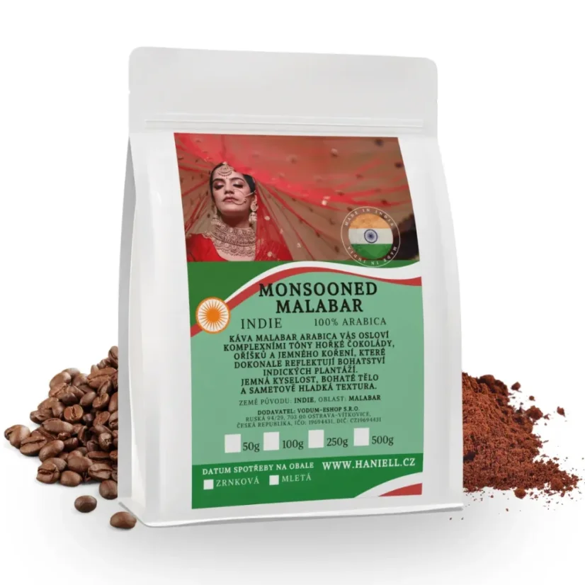 Káva India Monsooned Malabar AA arabica zrnková – chuť dažďových monzúnov Káva India Monsooned Malabar AA arabica zrnková – chuť dažďových monzúnov