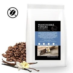 Káva Francouzská vanilka bezkofeinová arabica zrnková – 100% arabika s jemnou chutí vanilky