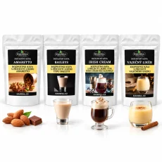 Degustační sada rozpustné kávy Likérová – Amaretto, Baileys, Irish Cream, Vaječný likér (4×60 g)