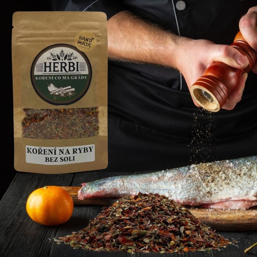 Korenie na ryby bez soli – jemná bylinková zmes 50g - Hmotnosť:: 50 g