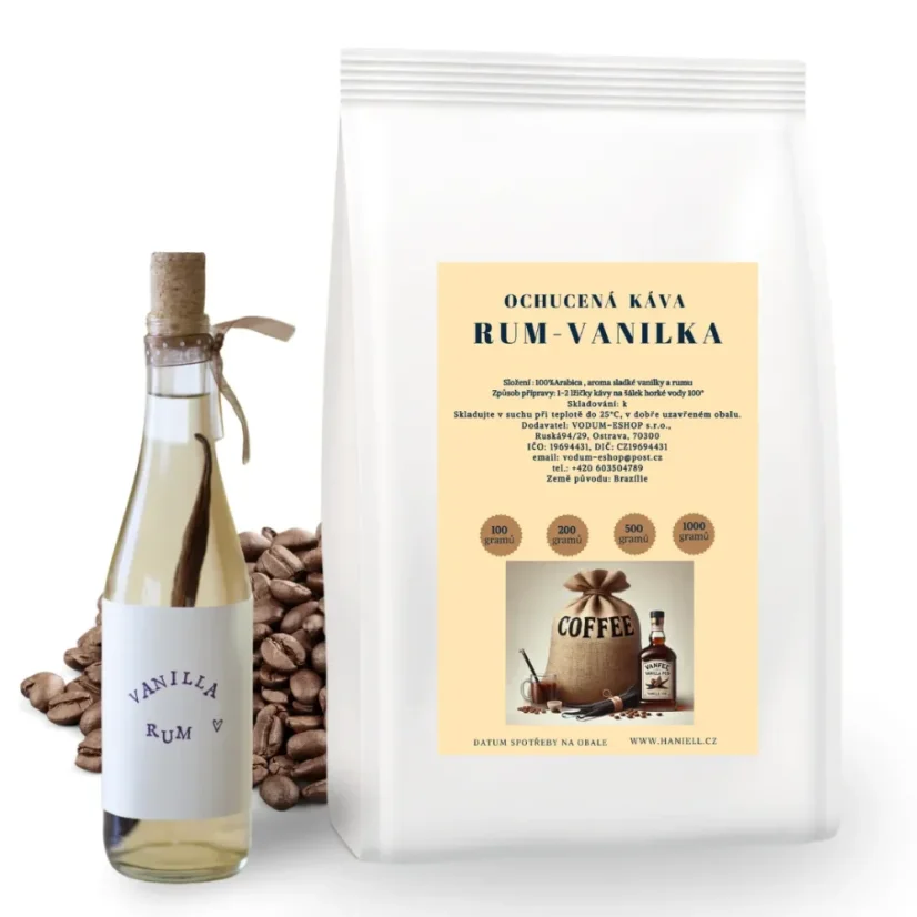 Káva Rum – Vanilka – 100% brazílska arabica s jemnou vanilkovou a rumovou arómou