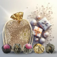 Dárková sada kvetoucích čajů zlatá  – rozkvetlý vánoční okamžik