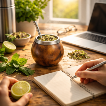 yerba maté kalabasa a pracovní slunečný den