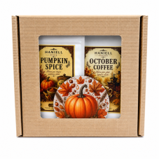 Dárková sada October Coffee – káva,koření  Pumpkin Spice a dýňový podtácek