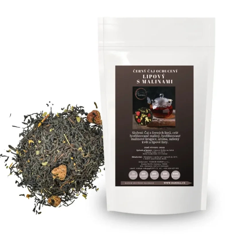 Čierny čaj Lipový s malinami – pokojný spánok a pohoda v každom dúšku