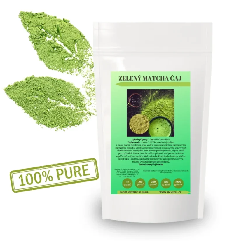 Čistá matcha Haniell – zelený čaj s přirozenou chutí a vysokým obsahem antioxidantů