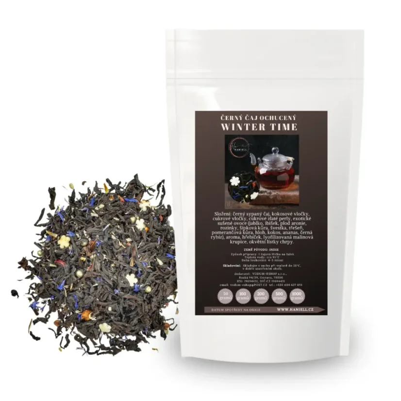Černý čaj Winter Time – hřejivá zimní směs s malinami a skořicí