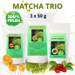 Dárková sada čajů Haniell Matcha Trio 3×50 g – pomerančová svěžest, sladká jahoda a čistá harmonie vánoční dárek