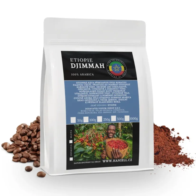 Káva Haniell Etiopie Djimmah – 100% arabika s přírodní, zemitou chutí a divokým aroma