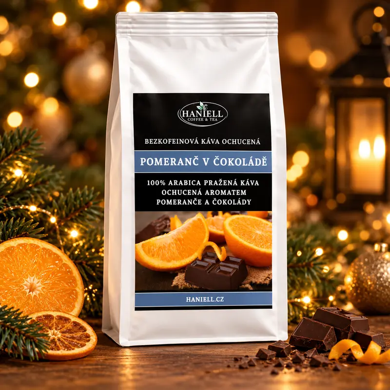 Bezkofeinová káva Pomeranč v čokoládě – 100% arabica - Hmotnost:: 500 g