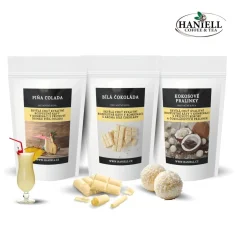 Sada rozpustných káv Bílé pokušení – Piňa Colada, kokosové pralinky a bílá čokoláda (3×25 g)